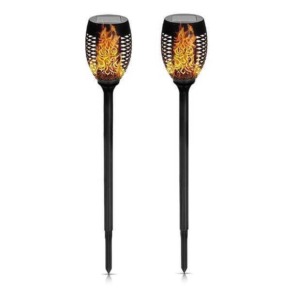 Solcellelampe hage 74 cm flammeeffekt 2 stk