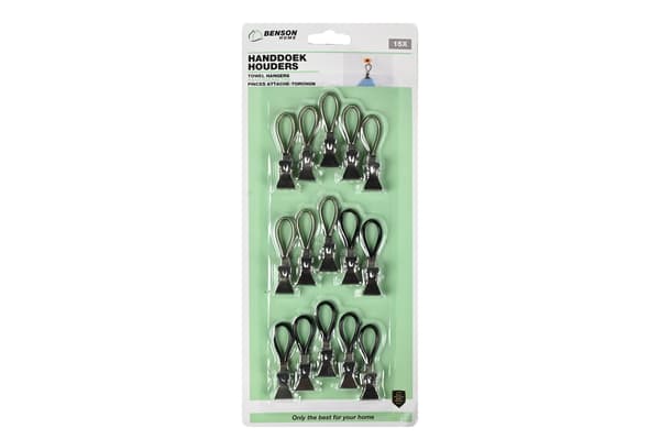 Handdukshängare grå/svart 15-pack