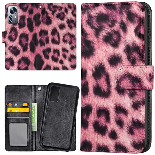 Xiaomi 12 - Lommebok Deksel Pink Leopard