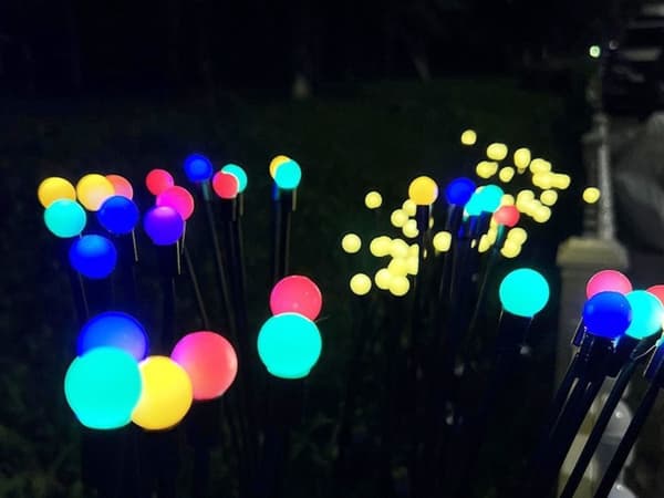Solcellelamper kule 2 stk RGB LED 70 cm