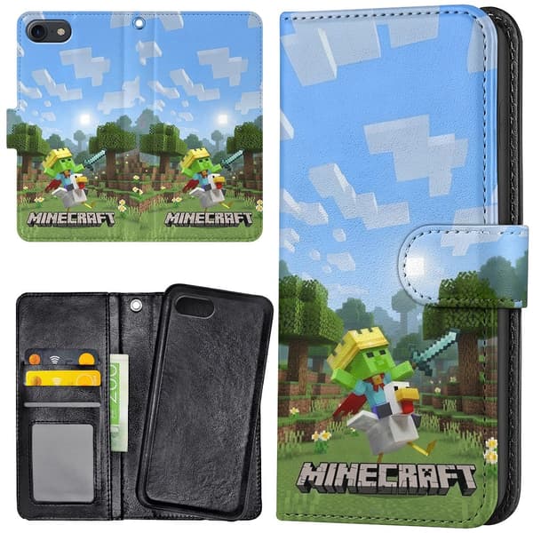 iPhone 7/8/SE - Plånboksfodral/Skal Minecraft