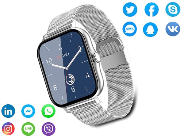 Smartklocka dam herr gummiarmband sport Bluetooth-samtal grå - Grey