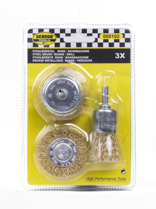 Stålborstar för borr rund 3-pack
