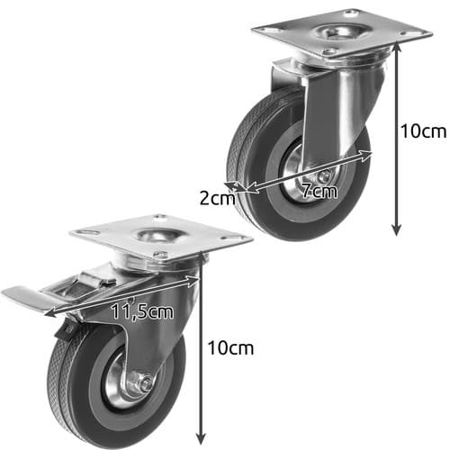 Svingbare Kædehjul med Bremse - Transportruller - 4-Pack