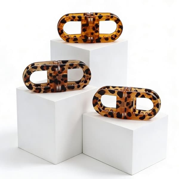 Magnetisk hårklämma – 3 st - Leopard