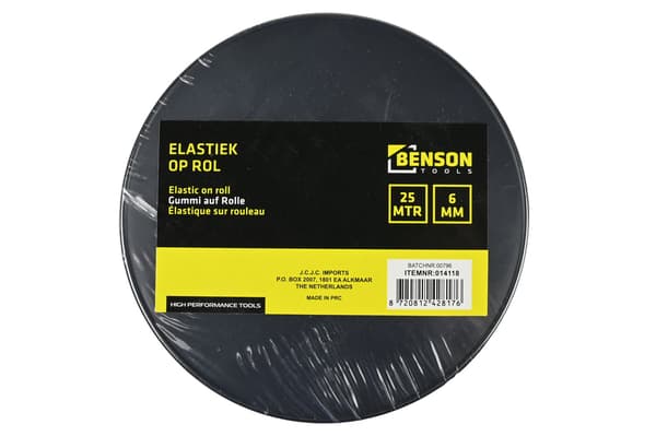 Elastiksnor på rulle 6 mm 25 m sort