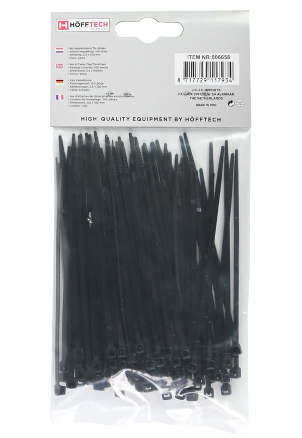 Kabelbinder 2.5 x 100 mm 100 stk sort