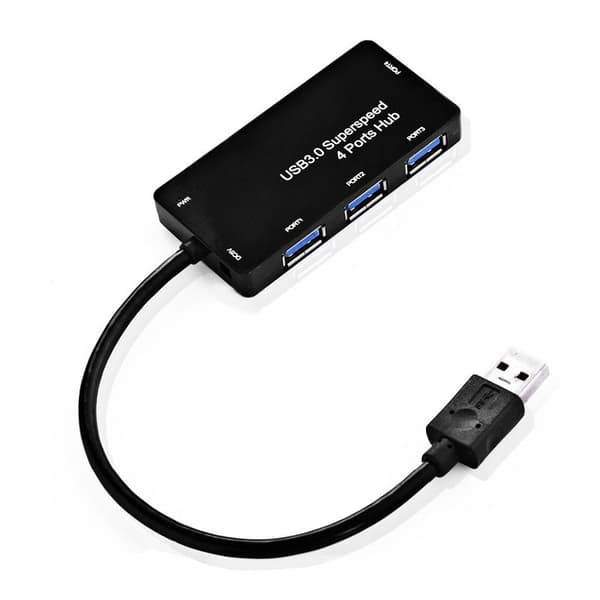 USB 3.0-Hub med 4 porte - Sort