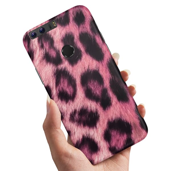 Deksel / Mobildeksel til Huawei Honor 8 - Pink Leopard