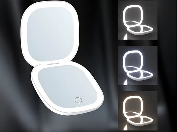 Makeupspejl x5 - LED-belyst rejsemodel