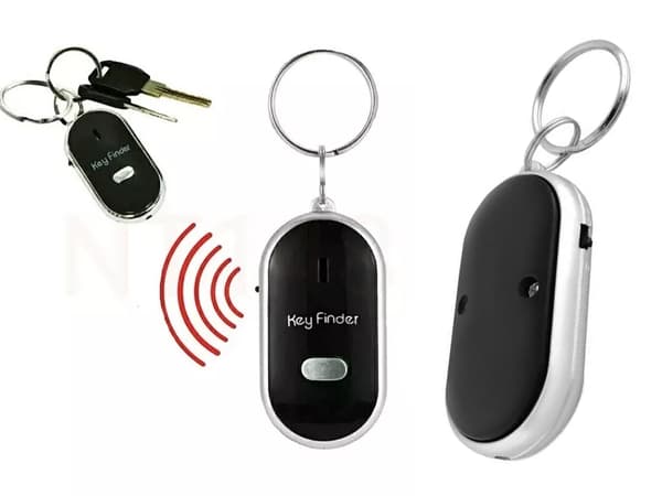 Fløjte nøglering med LED-belysning nøglefinder - Sort