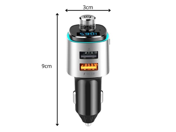 FM-sender bil - Hurtigoplader 2×USB + belysning