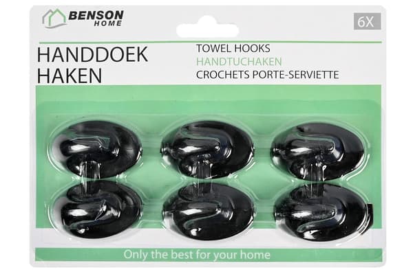 Håndklædekroge 6-pak små sorte