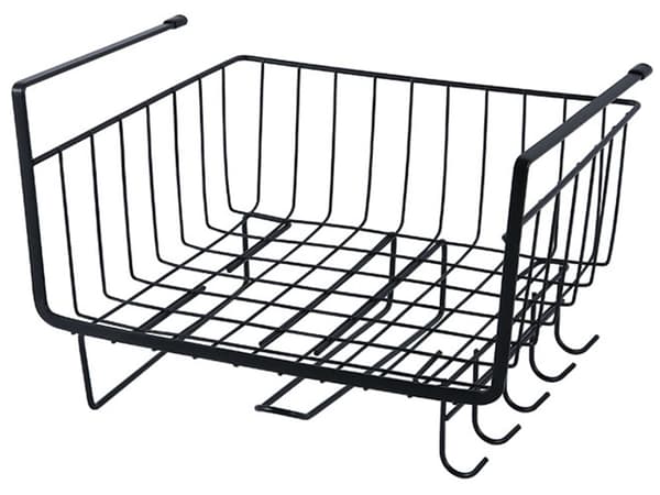Metalkurv under skabstop, 5 kroge, papirholder - Sort
