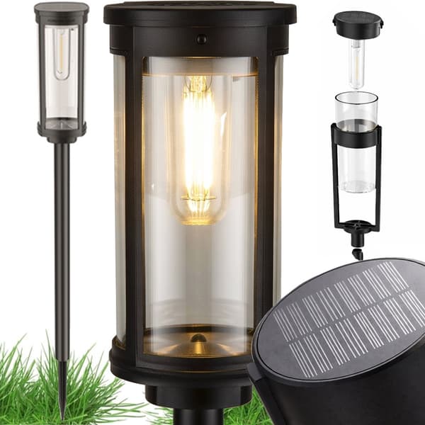 Solcellelampe LED stolpe varm hvid
