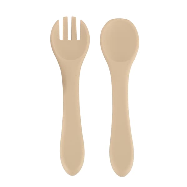 Barnservis / Barnbestick i Silikon - 8-delar - Beige