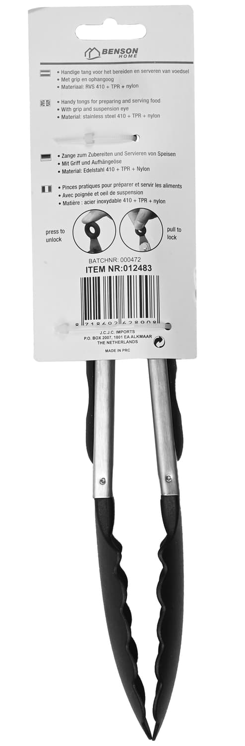Køkkentang sort 23 cm