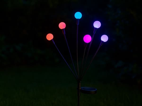 Solcellelamper kule 2 stk RGB LED 70 cm
