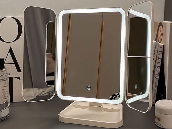 Makeupspejl LED - Foldbart spejl USB 3 farver
