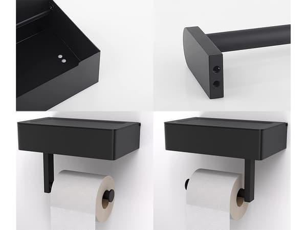 Toiletpapirholder LOFT - Hylde i sort stål