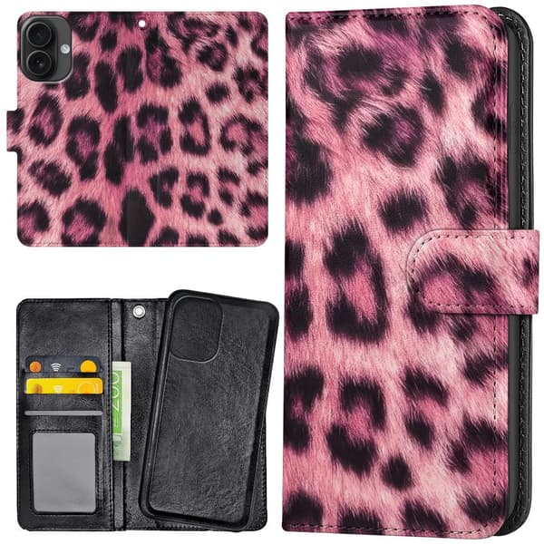 iPhone 16 - Lommebok Deksel Pink Leopard