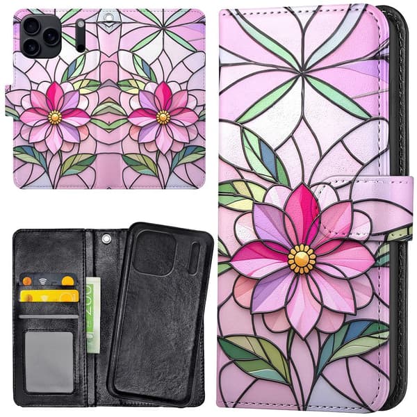 iPhone 17 Pro - Lommebok Deksel Glass Flower