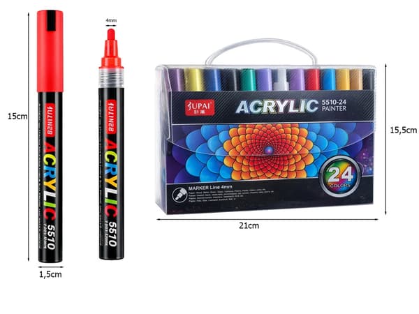 Akrylpennor 24 stk vanntette