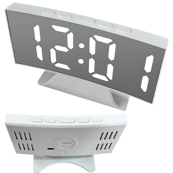 Digital klocka LED alarm spegel USB
