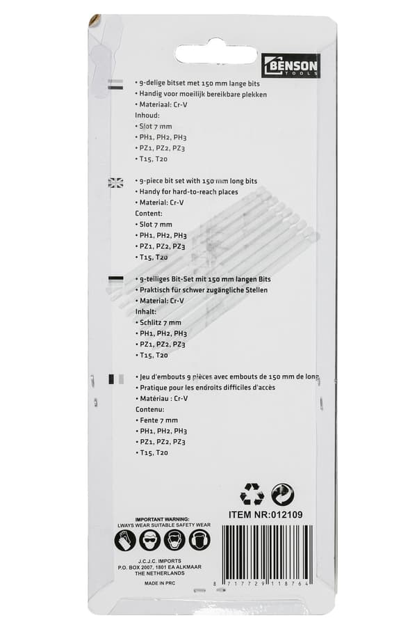 Bitsæt mix 10 stk PZ Torx PH 150 mm