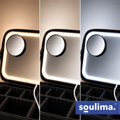 Makeuptaske med spejl & LED-lampe