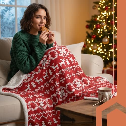 Julepledd 130×170 cm - Mykt teppe med julemotiv