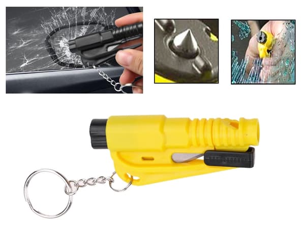 Sikkerhetshammer med Nøkkelring - Beltekutter & vindusknuser - 2-Pack