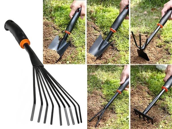 Trädgårdsverktyg 6-delar - Spade, räfsa, hacka m.m.