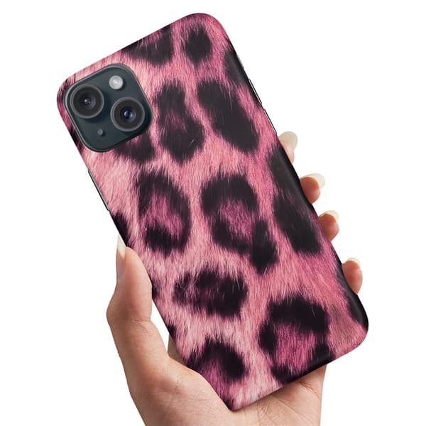 Deksel / Mobildeksel til iPhone 14 / 15 Plus - Pink Leopard