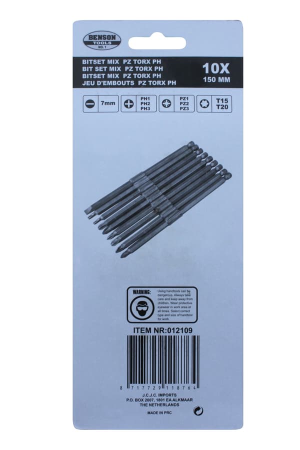 Bitsæt mix 10 stk PZ Torx PH 150 mm