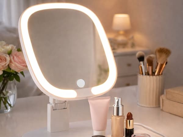 Sminkespeil LED USB sammenleggbart 3 farger