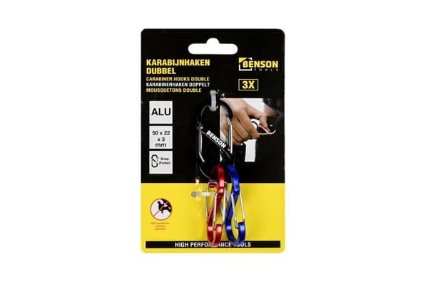 Karbinhake dubbel 3 st 3 x 50 mm