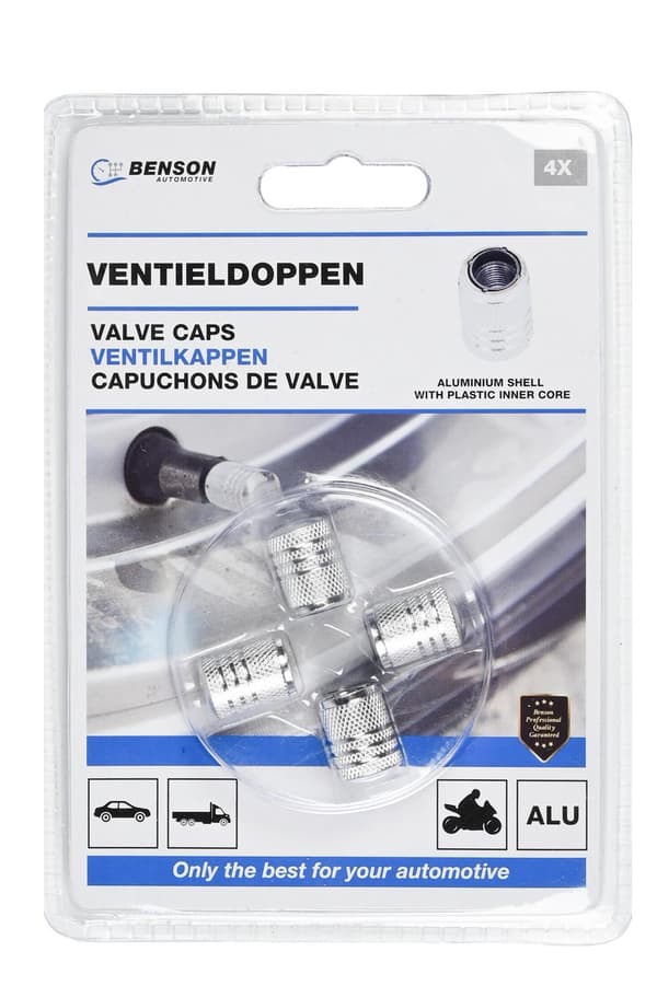 Ventilhetter 4 stk aluminium