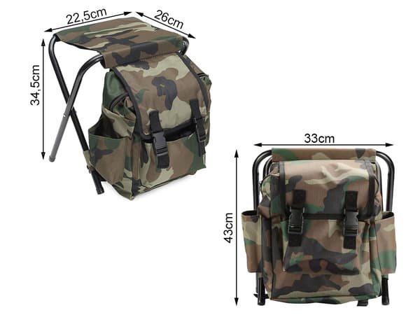 Ryggsäck med Fällbar Pall – 10 L