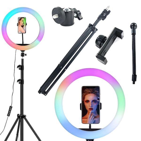 Ringlampe RGB - Mobilholder + justerbart stativ