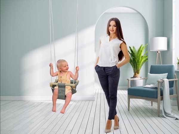 Babygunga trä - Mjuk sits med rep