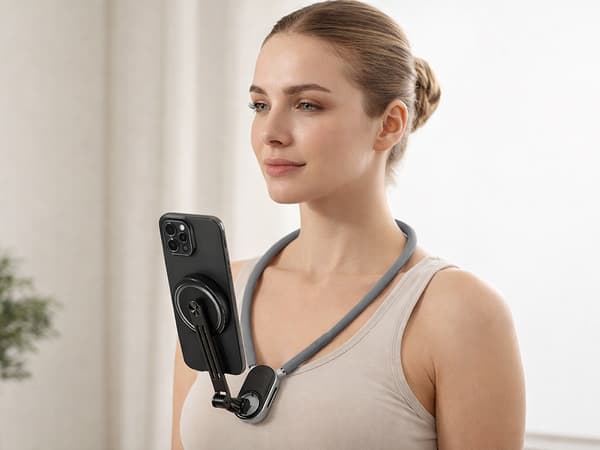 Magnetisk halsmontering til mobil vlog hovedbånd