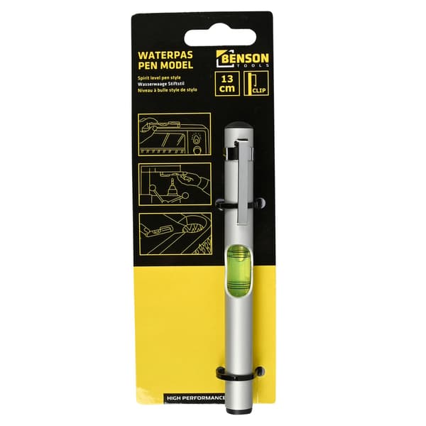 Vattenpasspenna aluminium med clips 13 cm