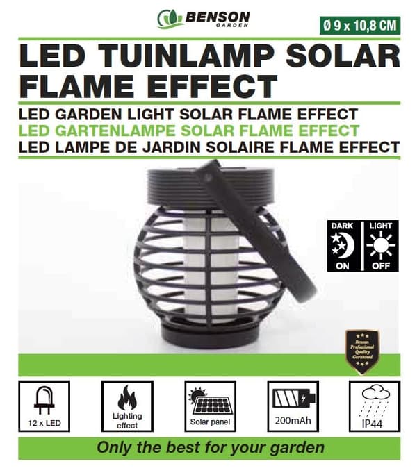 Hagelampe solcelle LED 10.8 cm flammeeffekt