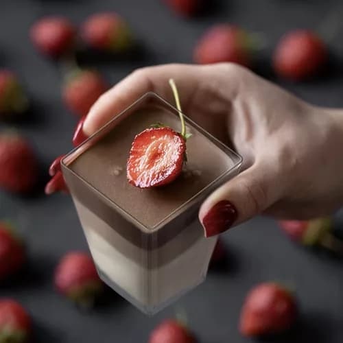 Firkantede plastbeger til mousse og dessert – 160 ml- 50-Pak
