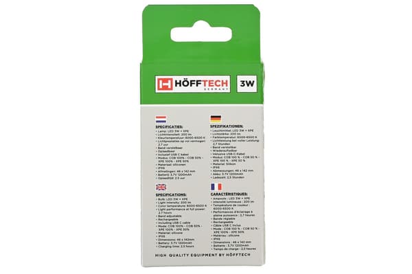 Hodelykt silikon 3 W LED + COB oppladbar + sensor