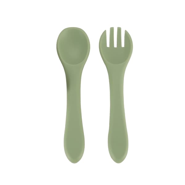Barnservis / Barnbestick i Silikon - 8-delar - Green