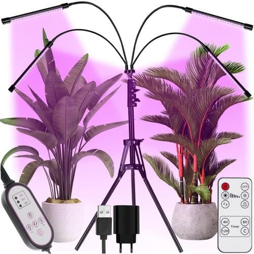 Vekstlampe med Stativ / Plantebelysning - 4 LED-paneler