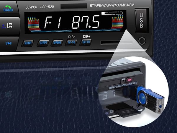 Autoradio 1-DIN - Bluetooth, mikrofoni, 4×60 W