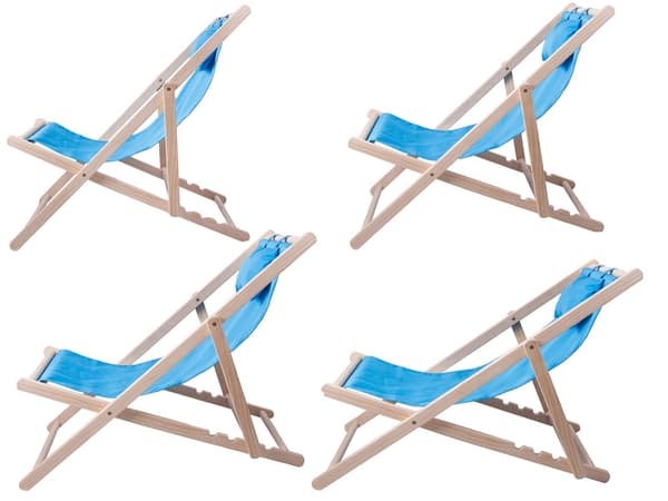 Strandstoler i tre, sammenleggbare hagestoler, strandstol - Blå